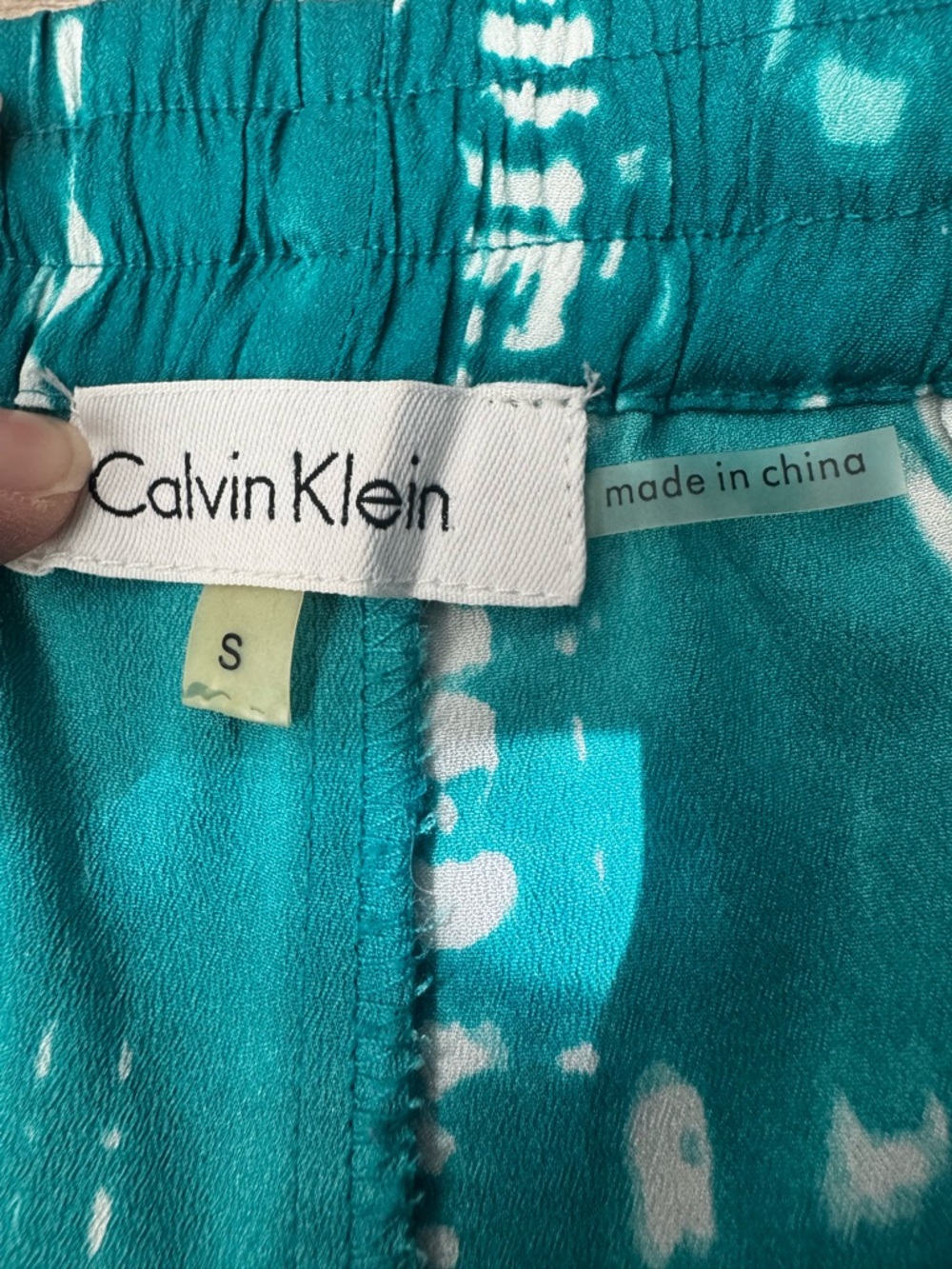 Calvin Klein Teal and White Tye Dye Palazzo Pants - Picture 7 of 8